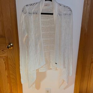 Abercrombie & Fitch White Crochet Knit Open Cardigan Sweater Top